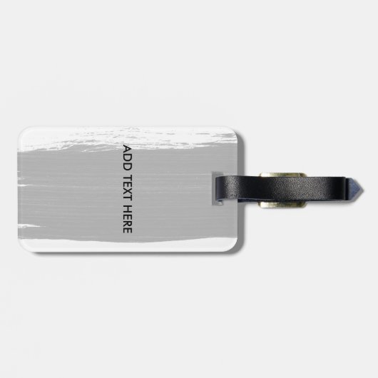 Cool black white watercolor brushstrokes monogram ラゲッジタグ (裏面横)