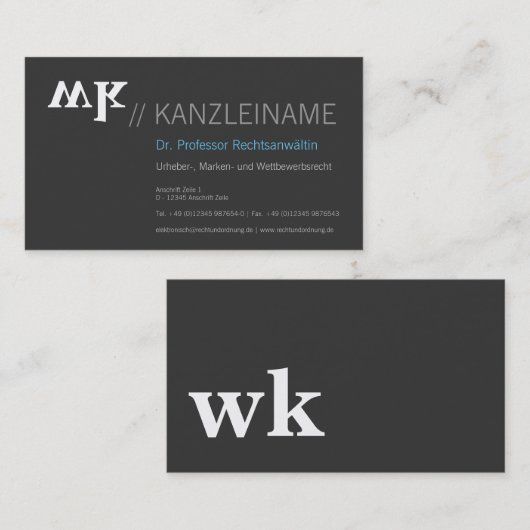 Cool, blau, schwarz | Kartenhaus Modern 名刺 (正面/裏面)