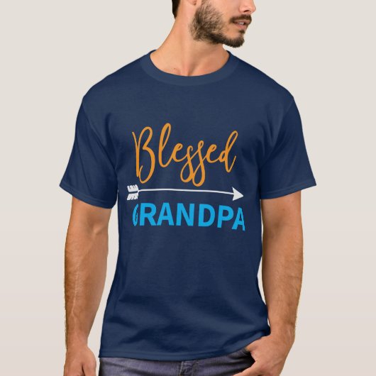 Cool Blessed おじいちゃん 文字アート Tシャツ (正面)