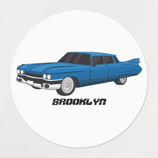 Cool blue 1959 classic car  ラベル (デザイン1)