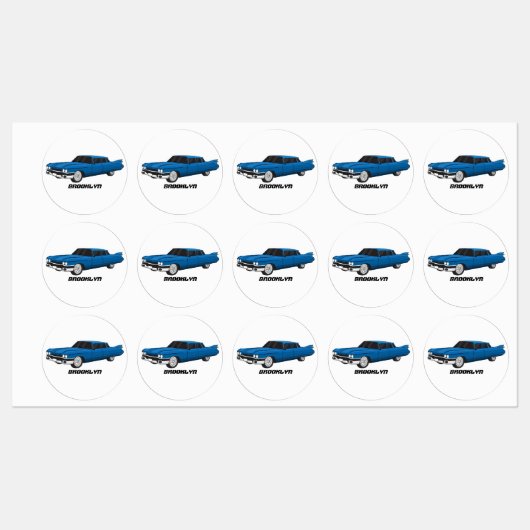 Cool blue 1959 classic car  ラベル (シート)