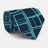 Cool Blue Abstract Geometric Grid Pattern ネクタイ (ロール)