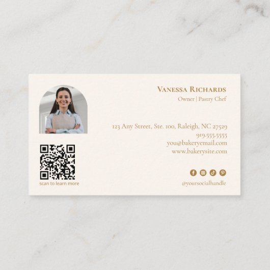 Cool Blue Bakery Croissant QR Photo  名刺 (裏面)