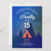 Cool Blue Campfire Outdoor Glamping 15th Woodland 招待状 (正面)