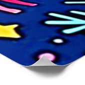 Cool Blue Christmas Reindeer Pattern Design ポスター (角)