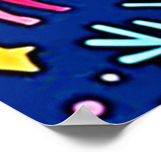 Cool Blue Christmas Reindeer Pattern Design ポスター (角)