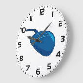 Cool Blue Computer Mouse Tech ラージ壁時計 (傾斜)