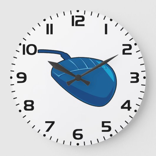 Cool Blue Computer Mouse Tech ラージ壁時計 (正面)