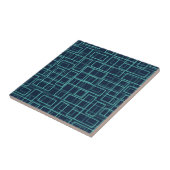 Cool Blue Geometric Grid Pattern Ceramic Tile タイル (側面)