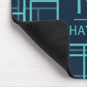 Cool Blue Geometric Grid Pattern Personalised マウスパッド (コーナー)