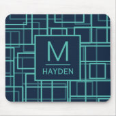 Cool Blue Geometric Grid Pattern Personalised マウスパッド (正面)