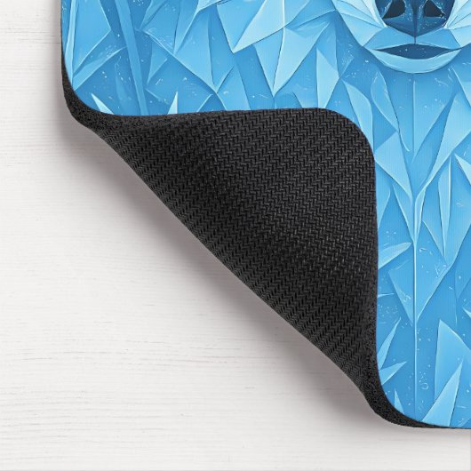 Cool Blue Geometric Wolf Low Poly Abstract Gaming マウスパッド (コーナー)