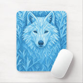 Cool Blue Geometric Wolf Low Poly Abstract Gaming マウスパッド (マウス)