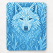 Cool Blue Geometric Wolf Low Poly Abstract Gaming マウスパッド (正面)