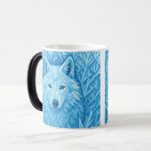 Cool Blue Geometric Wolf Low Poly Abstract Morphin モーフィングマグカップ (正面左)