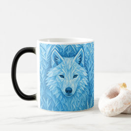 Cool Blue Geometric Wolf Low Poly Abstract Morphin モーフィングマグカップ