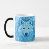 Cool Blue Geometric Wolf Low Poly Abstract Morphin モーフィングマグカップ (左)