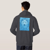 Cool Blue Geometric Wolf Low Poly Abstract Premium パーカ (裏面フル)