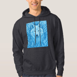 Cool Blue Geometric Wolf Low Poly Abstract Premium パーカ