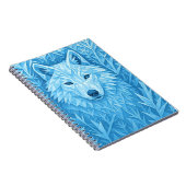 Cool Blue Geometric Wolf Low Poly Aesthetic School ノートブック (右側)