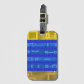 Cool Blue Gold Geometric Stripes ラゲッジタグ (正面縦)