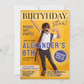 Cool Blue Magazine Cover Newspaper Kids Star Photo 招待状 (正面)