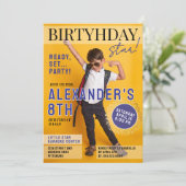 Cool Blue Magazine Cover Newspaper Kids Star Photo 招待状 (スタンド正面)