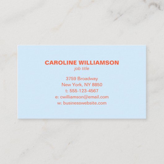 Cool Blue Orange Modern Aesthetic Bold Name 名刺 (裏面)