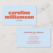 Cool Blue Orange Modern Aesthetic Bold Name 名刺 (正面/裏面)