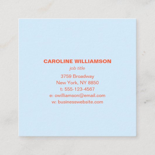 Cool Blue Orange Modern Aesthetic Bold Square スクエア名刺 (裏面)