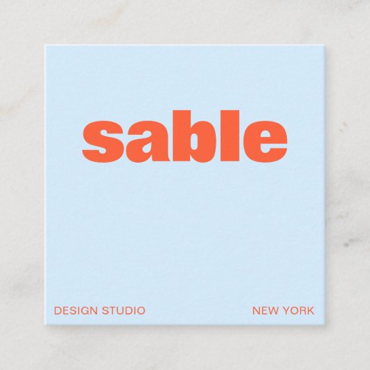 Cool Blue Orange Modern Aesthetic Bold Square スクエア名刺 (正面)