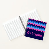 Cool Blue Pink Chevron Monogram Small Notebook ノートブック (内部)