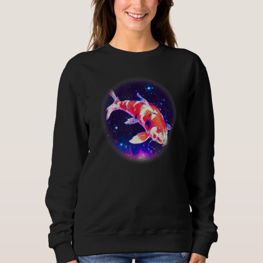 Cool blue purple Night Asian koi fish, Japanese ca スウェットシャツ (正面)