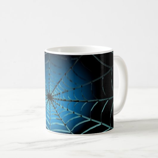 Cool Blue Spider Web コーヒーマグカップ (正面右)