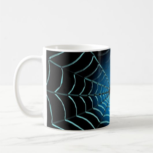 Cool Blue Spider Web コーヒーマグカップ (左)