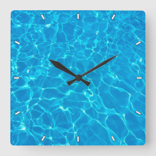 Cool Blue Swimming Pool Water Aquatic スクエア壁時計
