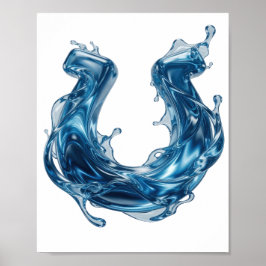 Cool Blue WATER SPLASH ボールドデザイン ポスター