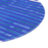Cool Blue White Geometric Stripes カッティングボード (角)