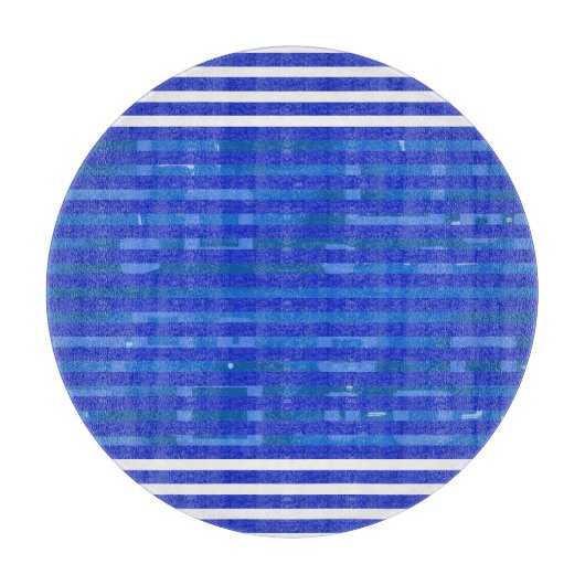 Cool Blue White Geometric Stripes カッティングボード (正面)
