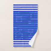 Cool Blue White Geometric Stripes バスタオルセット (ハンドタオル)