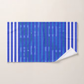 Cool Blue White Geometric Stripes バスタオルセット (ハンドタオル)