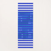 Cool Blue White Geometric Stripes ヨガマット (裏面)
