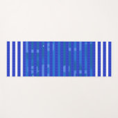 Cool Blue White Geometric Stripes ヨガマット (正面(横))
