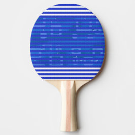 Cool Blue White Geometric Stripes 卓球ラケット