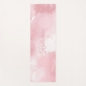 Cool Blush Pink Watercolor Script 名前 ヨガマット (正面)