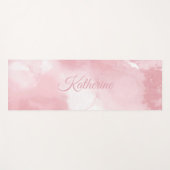 Cool Blush Pink Watercolor Script 名前 ヨガマット (正面(横))