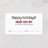 Cool Bold Black White Red Salon Appointment Coupon 割引カード (正面)