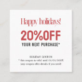 Cool Bold Elegant Red Gold White Coupon 割引カード (正面)