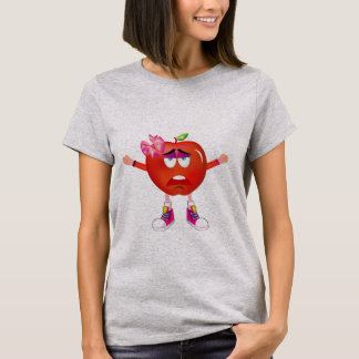 Cool Bored Red Apple Girl Cartoon Shirt Tシャツ