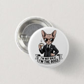 Cool Boss Sphynx Cat Coffee Art 缶バッジ (正面&裏面)